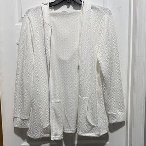 BloomChic White Knit Hooded  Cardigan